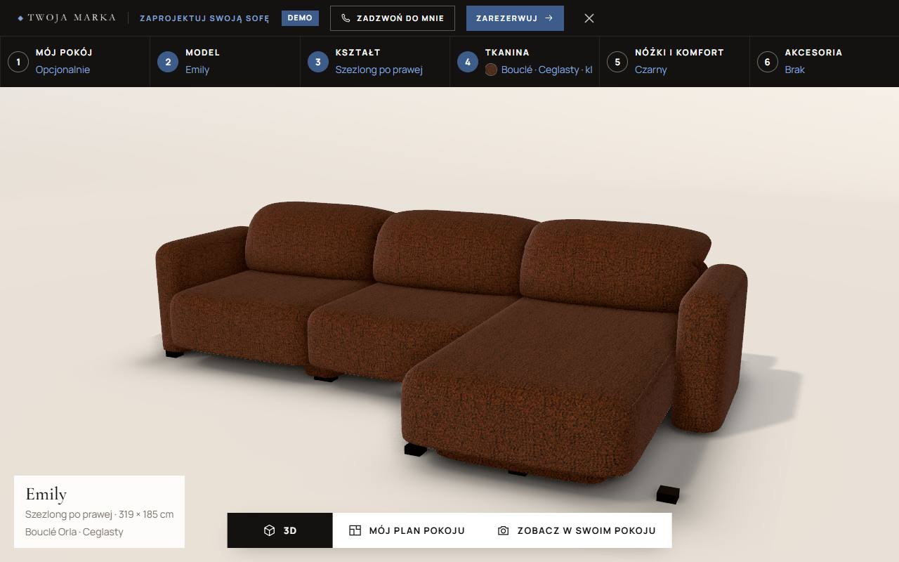 Sofa w trzeciej tkaninie i kolorze
