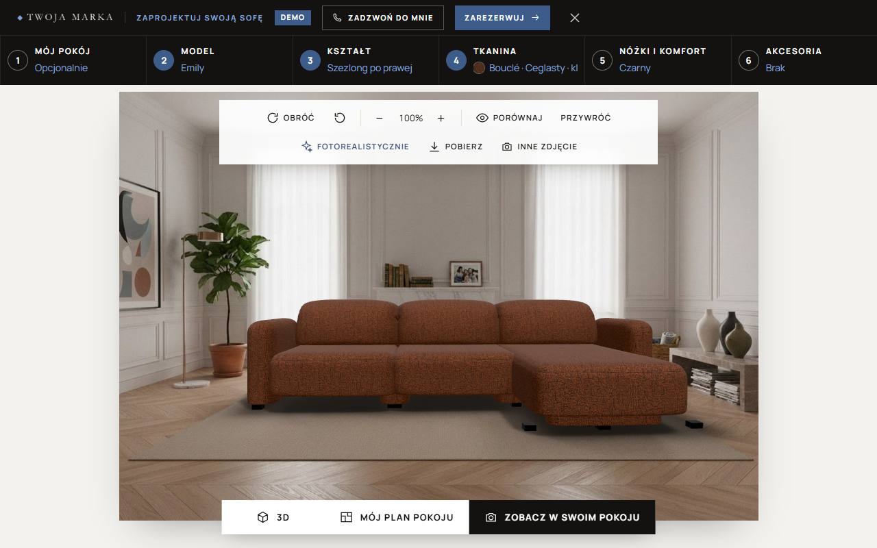 Skonfigurowana sofa w pokoju dziennym