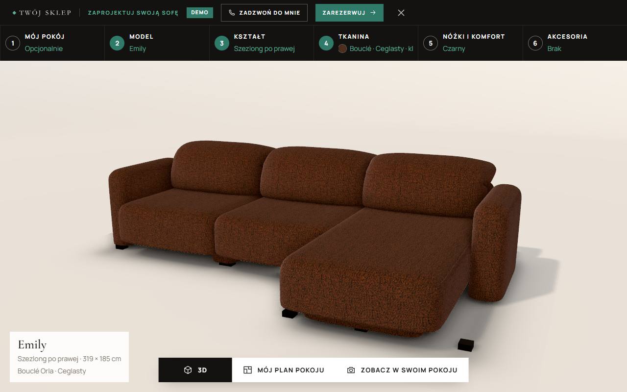 Sofa w trzeciej tkaninie i kolorze