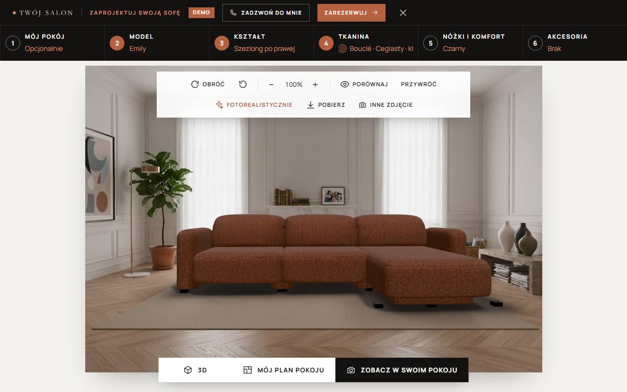 Skonfigurowana sofa w pokoju dziennym